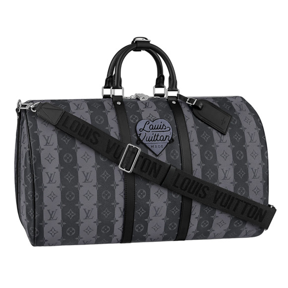 Louis Vuitton Keepall Bandouliere 55 Nigo Black Stripe Monogram Heart Travel Bag - Picture 1 of 12